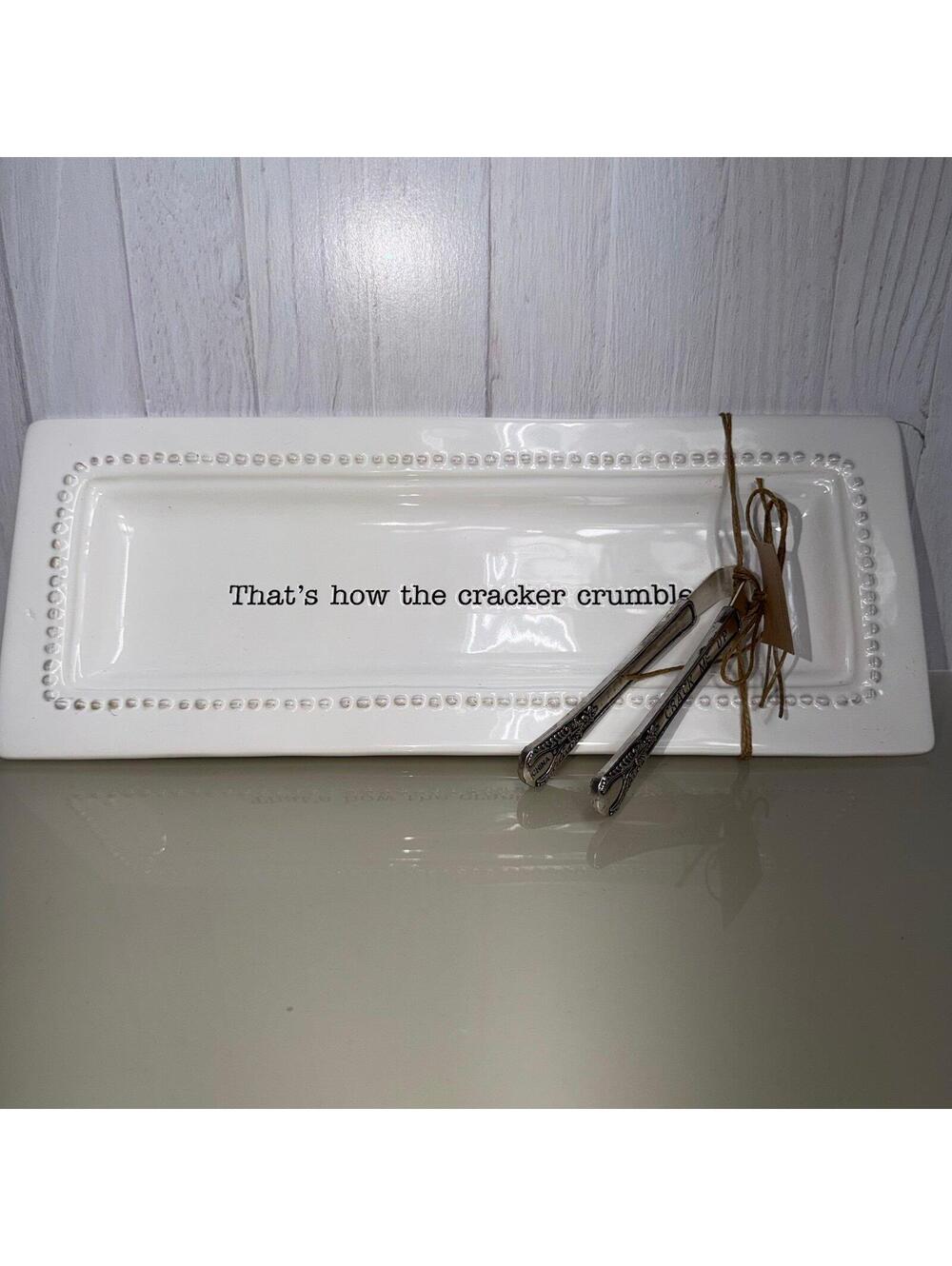 Mud Pie “That’s How the Cracker Crumbles” Serving Tray w/ Tongs NWT